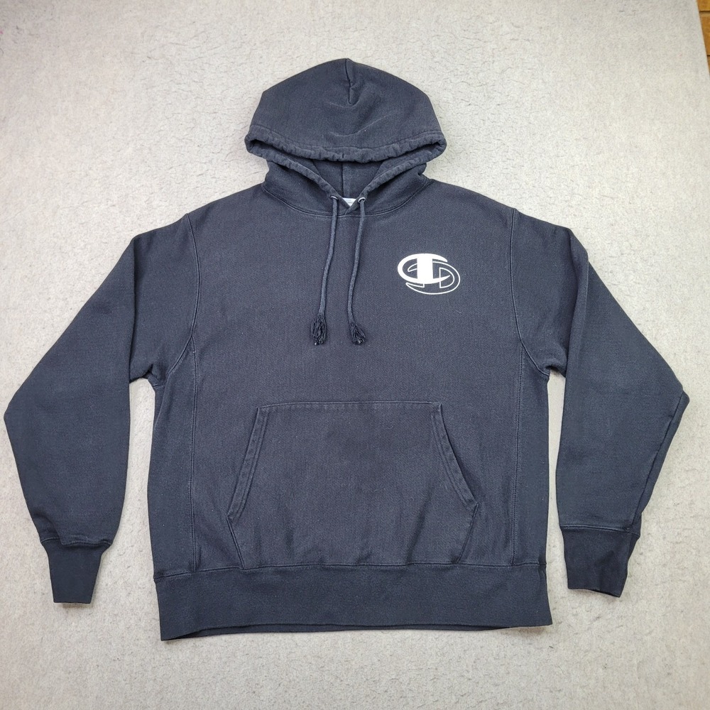Champion Reverse Weave Hoodie Men L Black Pullover Sweatshirt Chunky Heavyweight